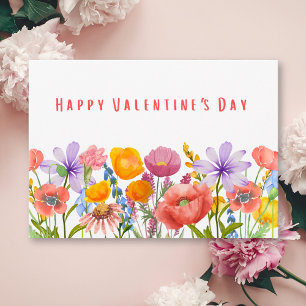 Happy Valentines Day - Sweet Floral Flowers & Love Card