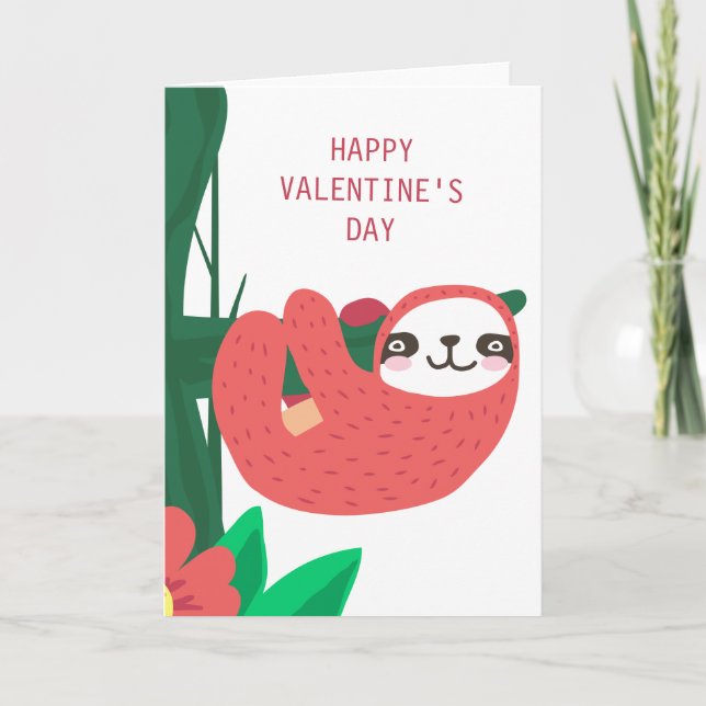 HAPPY VALENTINE'S DAY | Sweet Heart Sloth Holiday Card (Front)