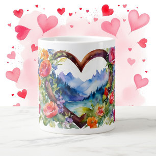 Happy Valentine's Day Sweet Memories of First Kiss Large Coffee Mug
