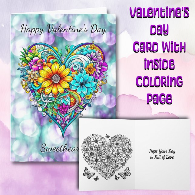 Happy Valentine's Day Sweetheart | Colouring Page Card (Creator Uploaded)