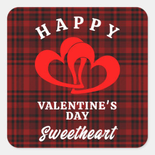 HAPPY VALENTINE'S DAY SWEETHEART SQUARE STICKER