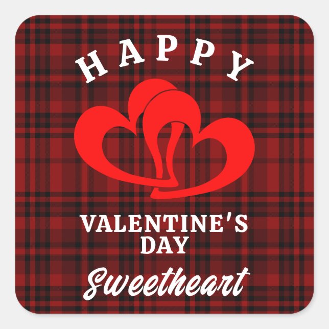 HAPPY VALENTINE'S DAY SWEETHEART SQUARE STICKER (Front)