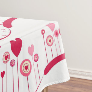 Happy Valentine's Day Tablecloth Pink Red Hearts 