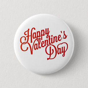 Happy Valentine's Day Text Design 2 Inch Round Button