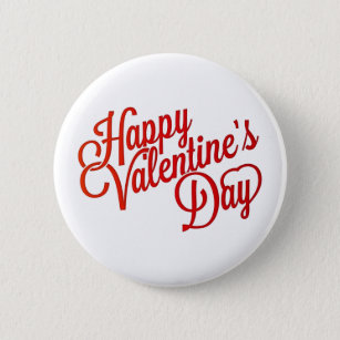 Happy Valentine's Day Text Design 2 Inch Round Button