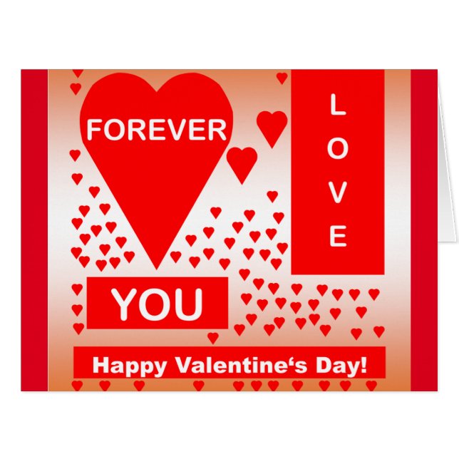 Happy Valentine's Day Text Forever Love Hearts Red (Devant horizontal)