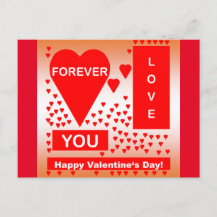 Happy Valentine's Day Text Forever Love Hearts Red Holiday Postcard