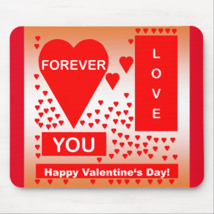 Happy Valentine's Day Text Forever Love Hearts Red Mouse Pad