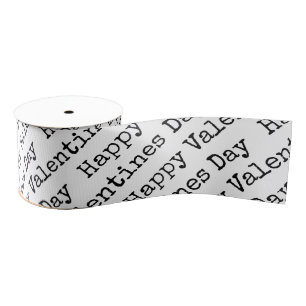 Happy Valentines Day Text Pattern Love Friendship Grosgrain Ribbon
