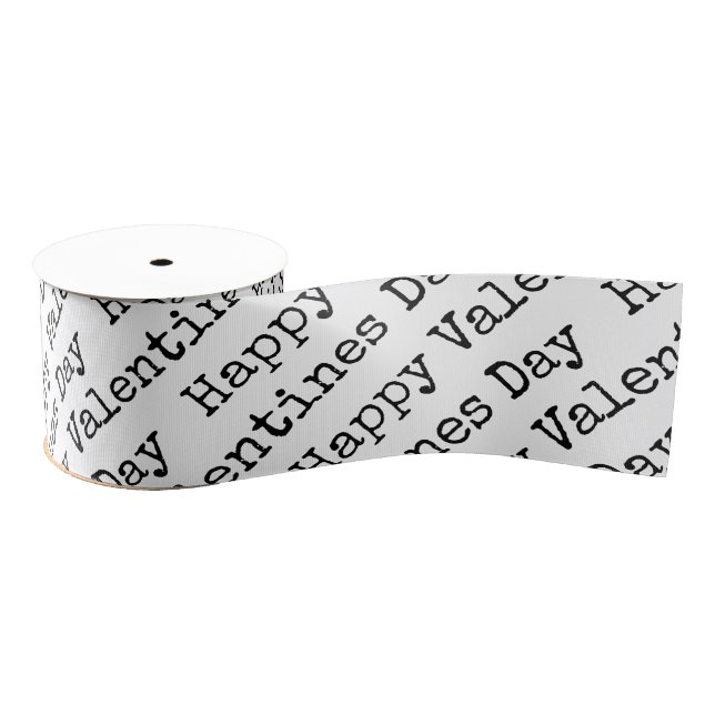 Happy Valentines Day Text Pattern Love Friendship Grosgrain Ribbon (Spool)