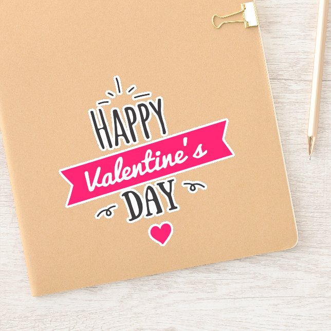 Happy Valentine's day text with pink heart (Notebook)
