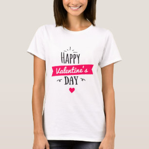 Happy Valentine's day text with pink heart T-Shirt