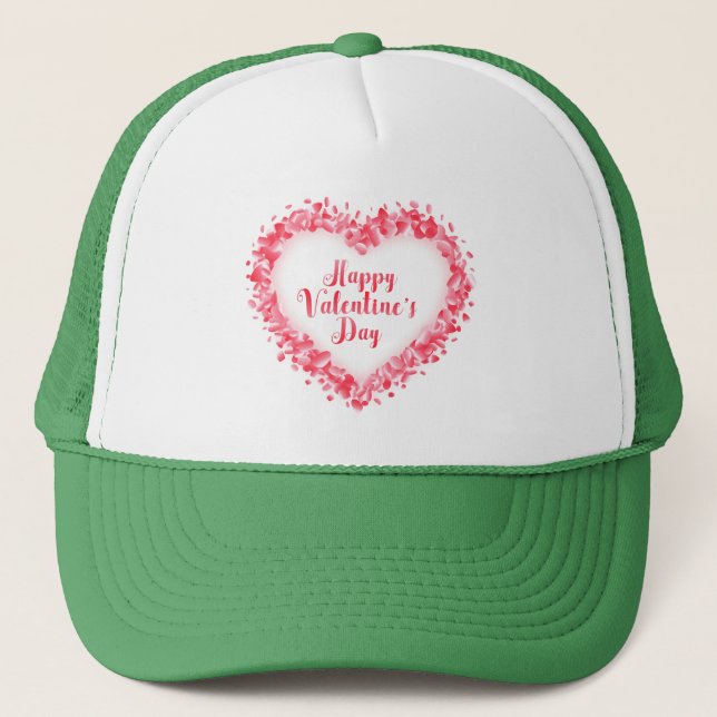 Happy Valentine's Day Text With Roses Frame-23245 Trucker Hat (Front)