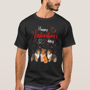 Happy Valentine's Day Three Cute Sheltie Dogs Owne T-Shirt