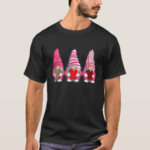 Happy Valentine's Day Three Gnomes Holding Hearts  T-Shirt