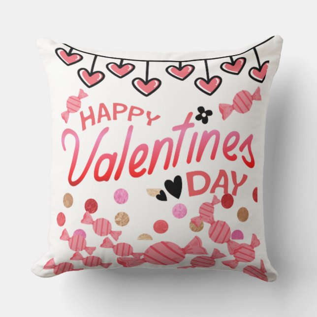Happy valentine's day throw pillow (Front)