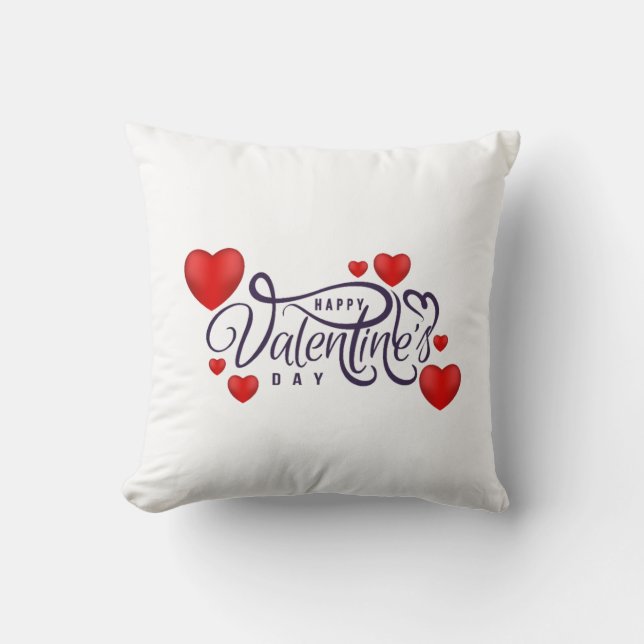 Happy Valentine's Day Throw Pillow (Front)