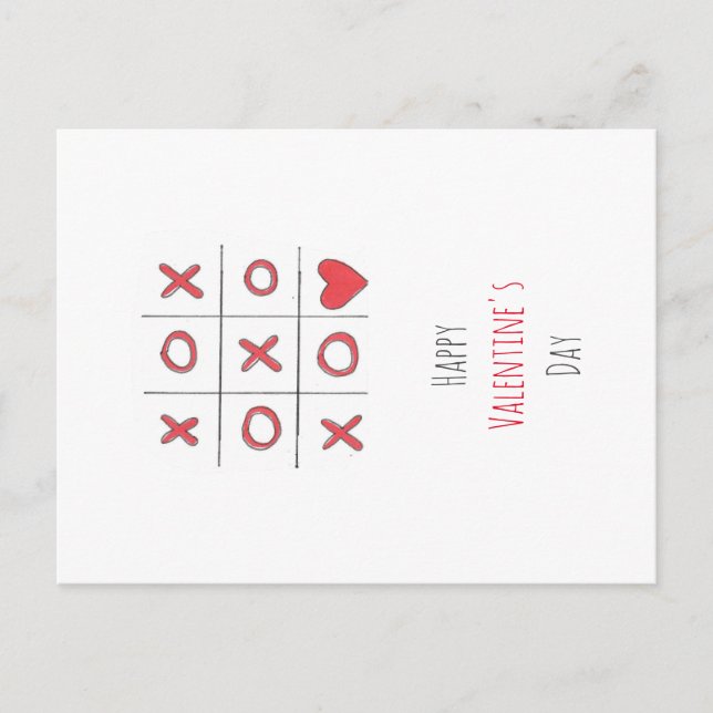 Happy Valentine's Day Tic-Tac-Toe Postcard (Front)
