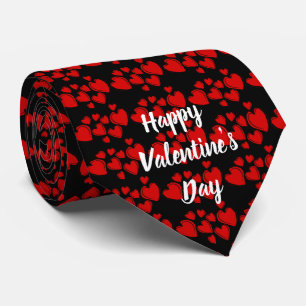 Happy Valentine's Day Tie with Red Hearts