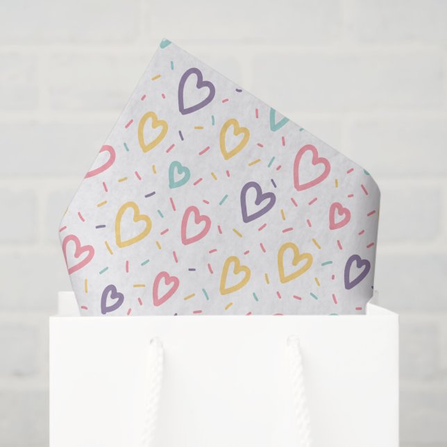 Happy Valentine's Day Tissue Paper Colorful Hearts (Gift Bag)