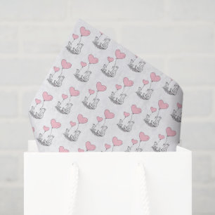 Happy Valentine's Day Tissue Paper Fox Pink Hearts