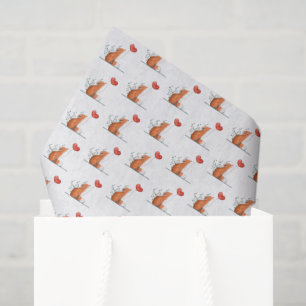 Happy Valentine's Day Tissue Paper Fox Red Hearts