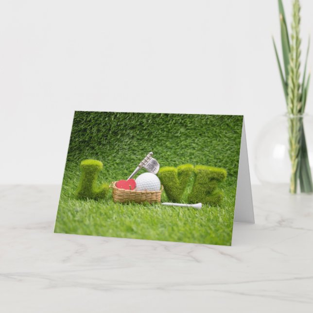 Happy Valentine's Day to golfer with golf of love Card (Front)