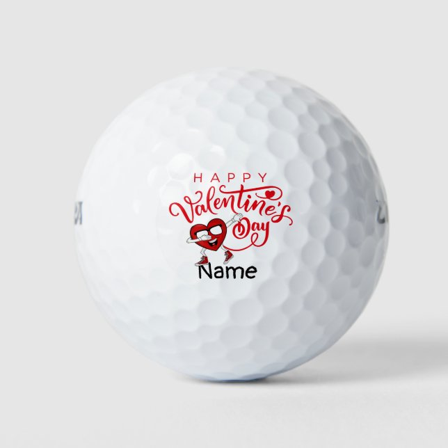 Happy Valentine's Day to Golfer with Love Golf Bal Golf Balls (Front)