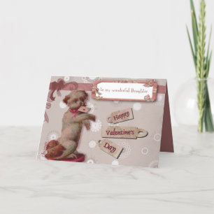 happy valentine's day to my daughter cute dog holiday card