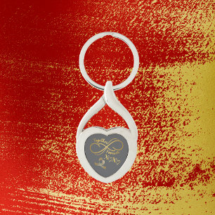Happy Valentine's Day Together Forever Gold/Grey Keychain