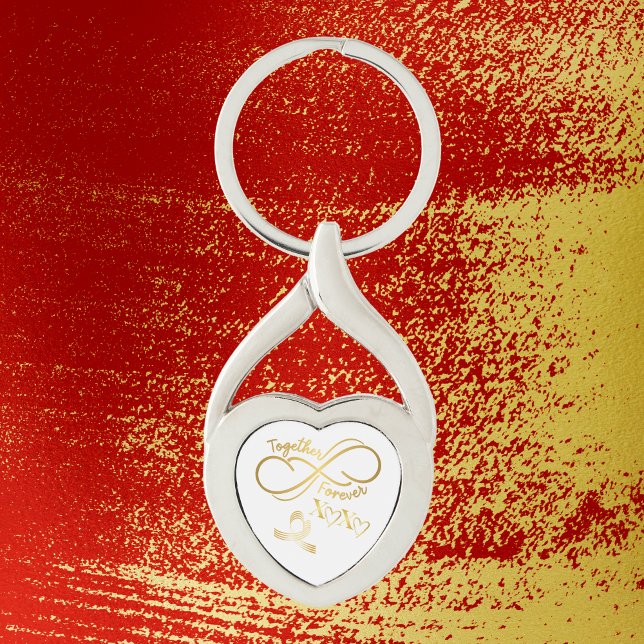 Happy Valentine's Day Together Forever Gold/White Keychain (Creator Uploaded)