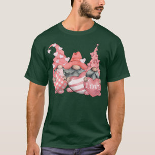 Happy Valentines Day Tomte Three Pink Hearts Garde T-Shirt