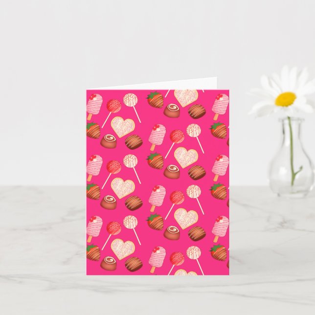 Happy Valentine's Day Treats And Candy Pattern Card (Small Plant)