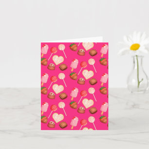 Happy Valentine's Day Treats And Candy Pattern Card
