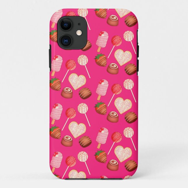 Happy Valentine's Day Treats And Candy Pattern Case-Mate iPhone Case (Back)