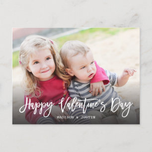 Happy Valentine's Day Trendy Script Photo Postcard