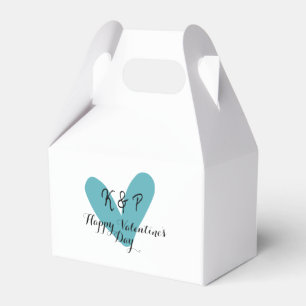 Happy Valentine's day turquoise heart name letter Favor Box