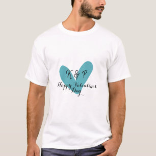 Happy Valentine's day turquoise heart name letter  T-Shirt