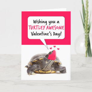 Happy Valentine's Day Turtle in Covid Face Mask Holiday Card
