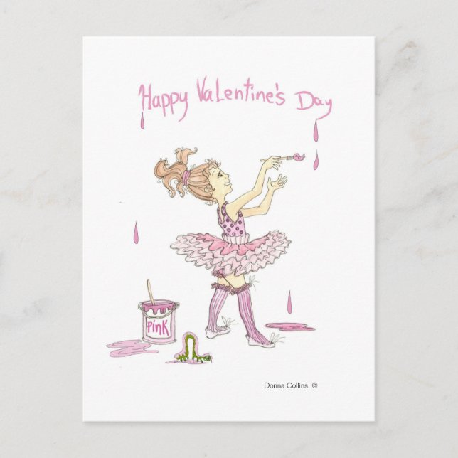 Happy Valentine's Day Tutu Holiday Postcard (Front)