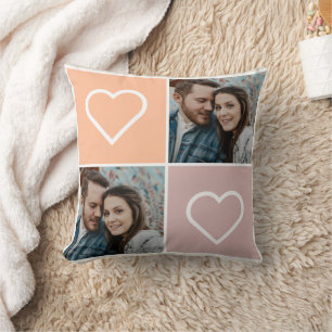 Happy Valentines Day Two Photo Collage  Throw Pillow