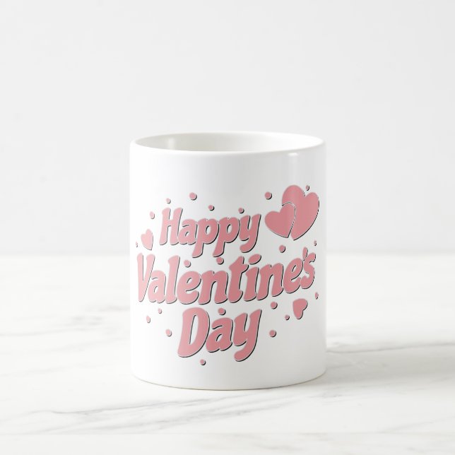 Happy Valentines Day Typography Coffee Mug (Center)