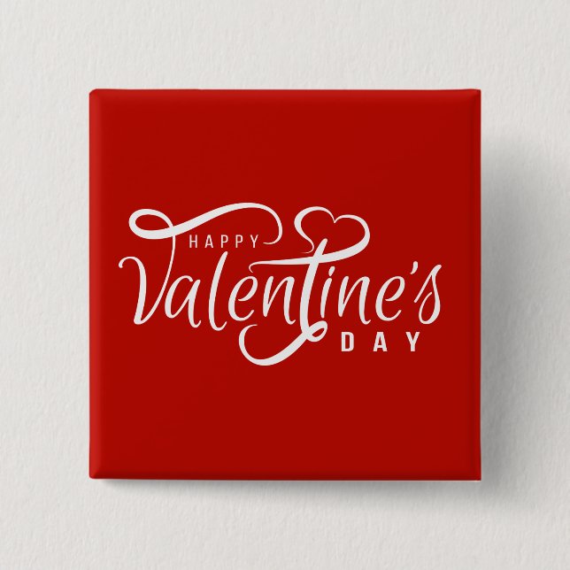 Happy Valentine's Day Typography | Pin Button (Front)