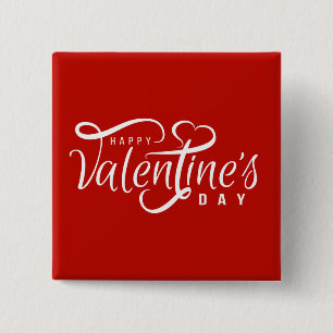 Happy Valentine's Day Typography   Pin Button