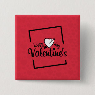 Happy Valentine's Day Typography Pin Button