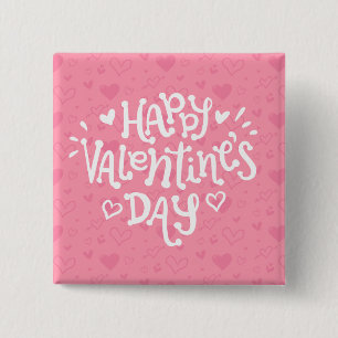 Happy Valentine's Day Typography Pin Button