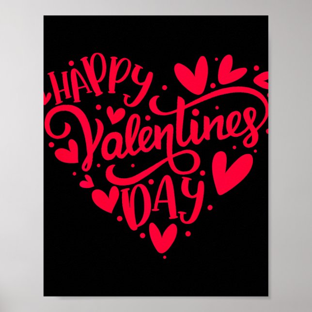 Happy Valentines Day Valentine Heart Shape Poster (Front)