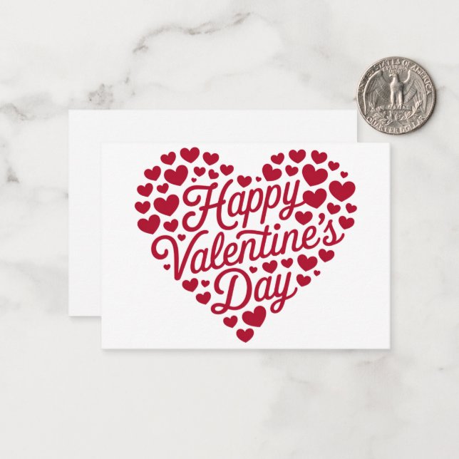Happy Valentines Day Valentine Love Heart Card (Front/Back In Situ)