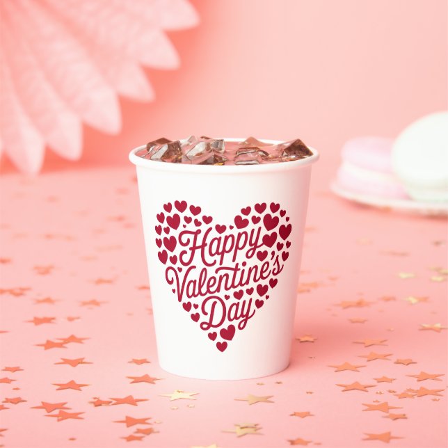 Happy Valentines Day Valentine Love Heart Paper Cups (Insitu)