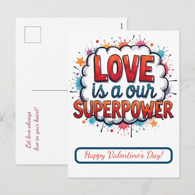 Happy Valentine's Day! Valentine's card.  Holiday Postcard (Front/Back)